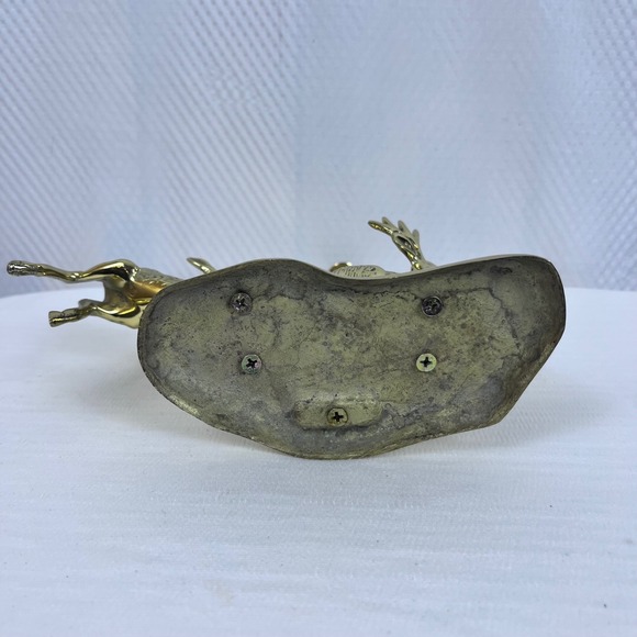 Vintage Brass Christmas Tree Candelabra Reindeer Noel Candle‎ Holder - Picture 7 of 7